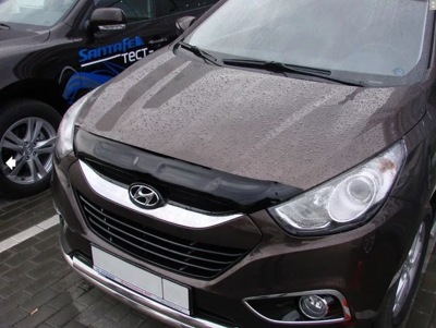 Дефлектор капота SIM Hyundai TUCSON 2010-2015 короткий - фото