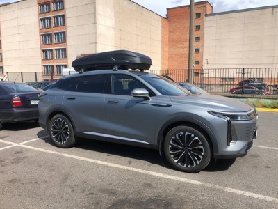 Автобокс Modula Falcon 470 черный матовый + багажник Turtle Air2 на Exeed RX