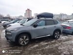Автобокс ED Магнум 350 черный карбон + багажник Lux Bridge на Nissan X-Trail T33- фото