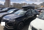 Автобокс LUX Irbis 175 черный глянец+ багажник ED 312 на Lada Vesta SW Cross- фото