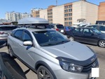 Автобокс Piligrim ED 390 серый глянец + багажник Amos Boss на Lada Vesta SW Cross- фото