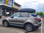 Автобокс Lux Tavr 197 черный матовый + багажник  Lux Scout 2 на Belgee X70 (Geely Atlas Pro)- фото3
