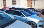 Автобокс Lux Tavr 175 серый матовый + багажник Lux Scout 2 на Audi A3 Sportback с 2008- фото2