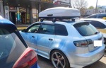 Автобокс Lux Tavr 175 серый матовый + багажник Lux Scout 2 на Audi A3 Sportback с 2008- фото4