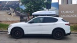 Автобокс ED Piligrim 390 белый глянец + багажник Modula Oval Bar на Alfa Romeo Stelvio- фото2