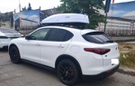 Автобокс ED Piligrim 390 белый глянец + багажник Modula Oval Bar на Alfa Romeo Stelvio- фото4