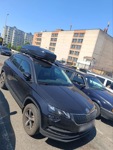 Автобокс Lux Tavr 197 черный глянец + багажник Lux Condor на Skoda Karoq- фото